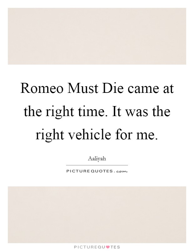 Romeo Must Die came at the right time. It was the right vehicle for me. Picture Quote #1