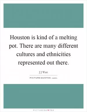 Houston is kind of a melting pot. There are many different cultures and ethnicities represented out there Picture Quote #1