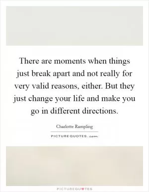 There are moments when things just break apart and not really for very valid reasons, either. But they just change your life and make you go in different directions Picture Quote #1