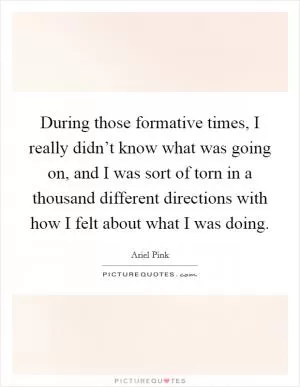 During those formative times, I really didn’t know what was going on, and I was sort of torn in a thousand different directions with how I felt about what I was doing Picture Quote #1
