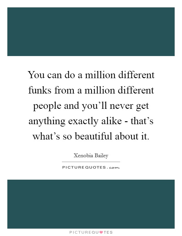 You can do a million different funks from a million different people and you'll never get anything exactly alike - that's what's so beautiful about it. Picture Quote #1