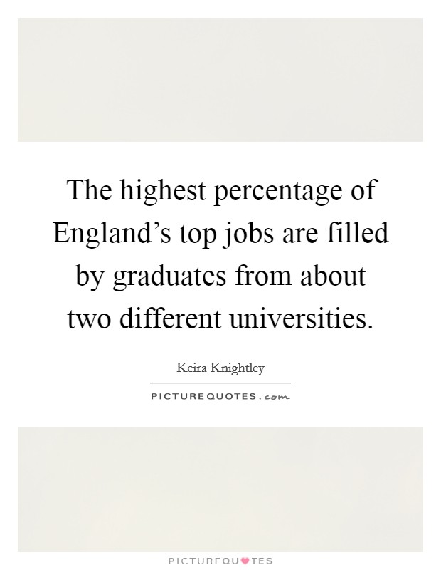 The highest percentage of England's top jobs are filled by graduates from about two different universities. Picture Quote #1