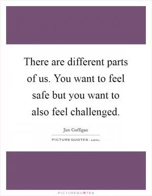 There are different parts of us. You want to feel safe but you want to also feel challenged Picture Quote #1