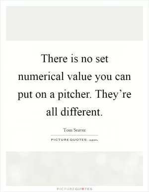 There is no set numerical value you can put on a pitcher. They’re all different Picture Quote #1