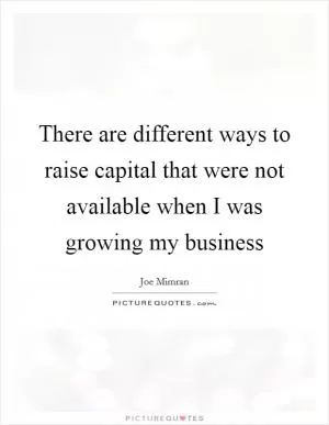There are different ways to raise capital that were not available when I was growing my business Picture Quote #1