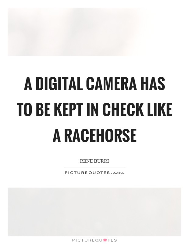 A digital camera has to be kept in check like a racehorse Picture Quote #1