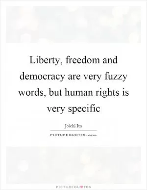 Liberty, freedom and democracy are very fuzzy words, but human rights is very specific Picture Quote #1