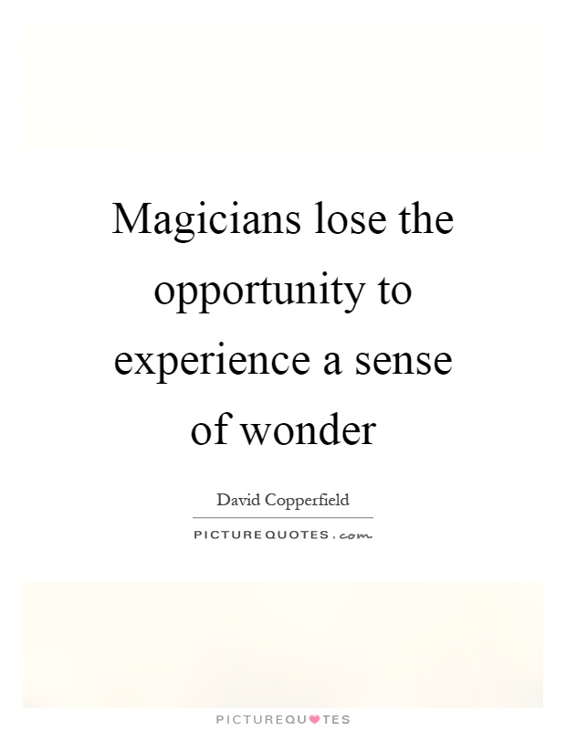 Magicians lose the opportunity to experience a sense of wonder Picture Quote #1