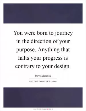 You were born to journey in the direction of your purpose. Anything that halts your progress is contrary to your design Picture Quote #1