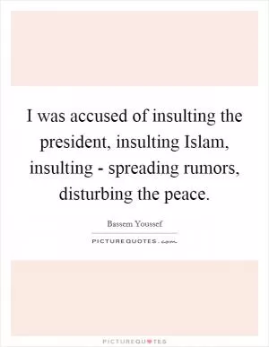I was accused of insulting the president, insulting Islam, insulting - spreading rumors, disturbing the peace Picture Quote #1