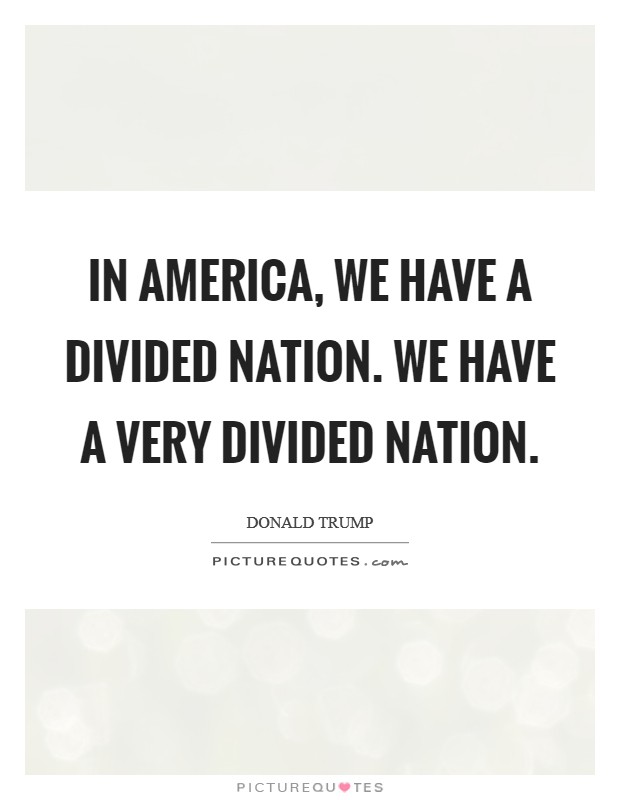 In America, we have a divided nation. We have a very divided nation. Picture Quote #1