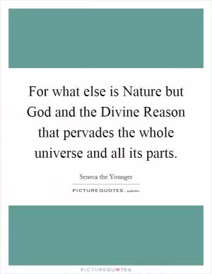 For what else is Nature but God and the Divine Reason that pervades the whole universe and all its parts Picture Quote #1