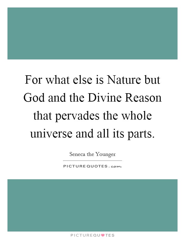 For what else is Nature but God and the Divine Reason that pervades the whole universe and all its parts. Picture Quote #1