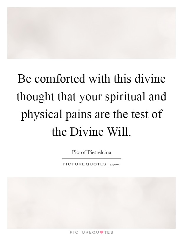 Be comforted with this divine thought that your spiritual and physical pains are the test of the Divine Will. Picture Quote #1