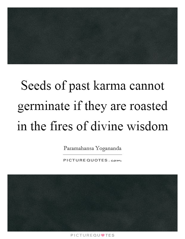 Seeds of past karma cannot germinate if they are roasted in the fires of divine wisdom Picture Quote #1
