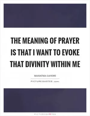 The meaning of prayer is that I want to evoke that Divinity within me Picture Quote #1