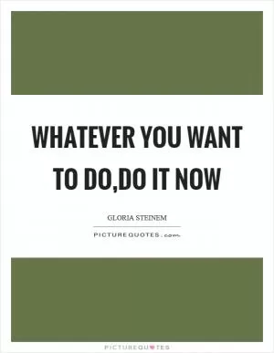Whatever you want to do,do it now Picture Quote #1