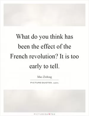 What do you think has been the effect of the French revolution? It is too early to tell Picture Quote #1