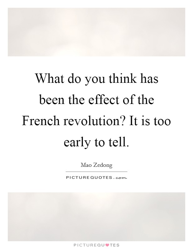 What do you think has been the effect of the French revolution? It is too early to tell. Picture Quote #1