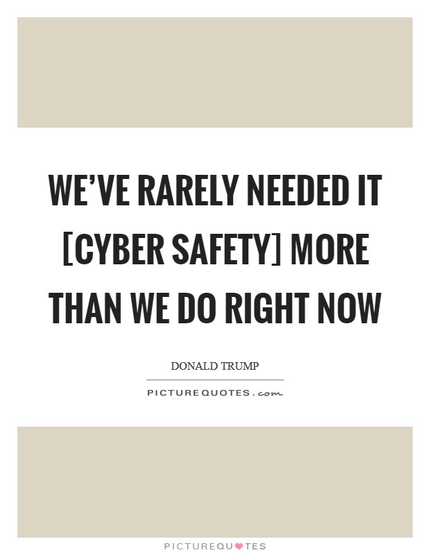 We've rarely needed it [cyber safety] more than we do right now Picture Quote #1