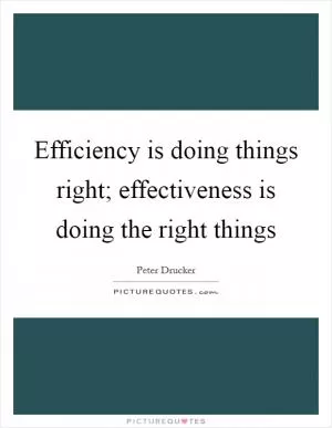 Efficiency is doing things right; effectiveness is doing the right things Picture Quote #1