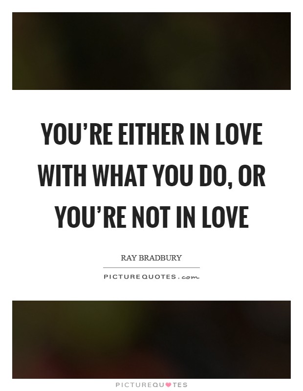 You're either in love with what you do, or you're not in love Picture Quote #1