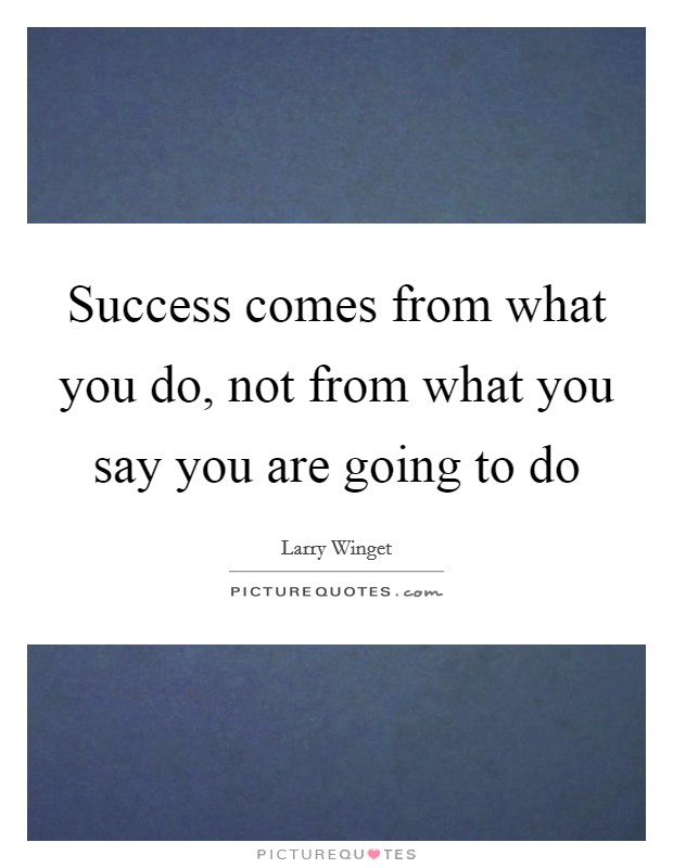 Success comes from what you do, not from what you say you are going to do Picture Quote #1