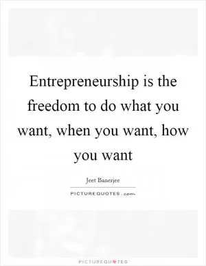 Entrepreneurship is the freedom to do what you want, when you want, how you want Picture Quote #1