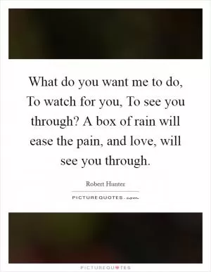 What do you want me to do, To watch for you, To see you through? A box of rain will ease the pain, and love, will see you through Picture Quote #1