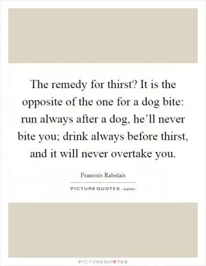 The remedy for thirst? It is the opposite of the one for a dog bite: run always after a dog, he’ll never bite you; drink always before thirst, and it will never overtake you Picture Quote #1
