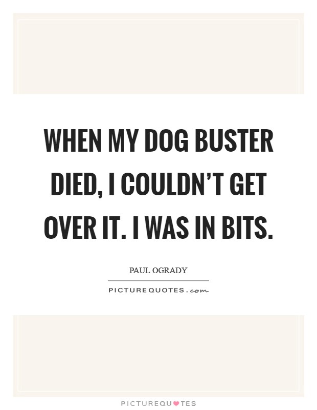 When my dog Buster died, I couldn't get over it. I was in bits. Picture Quote #1