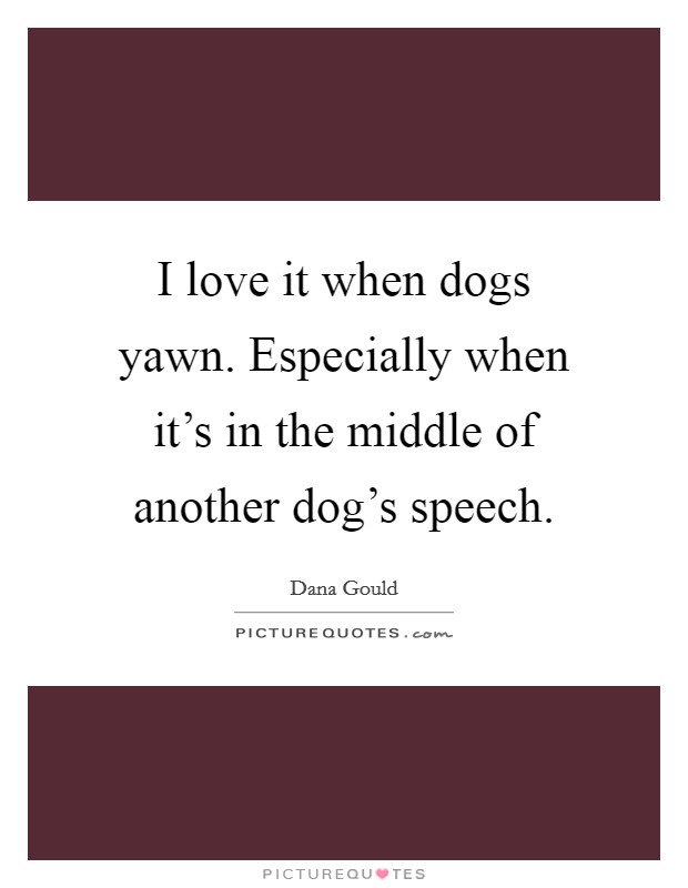 I love it when dogs yawn. Especially when it's in the middle of another dog's speech. Picture Quote #1