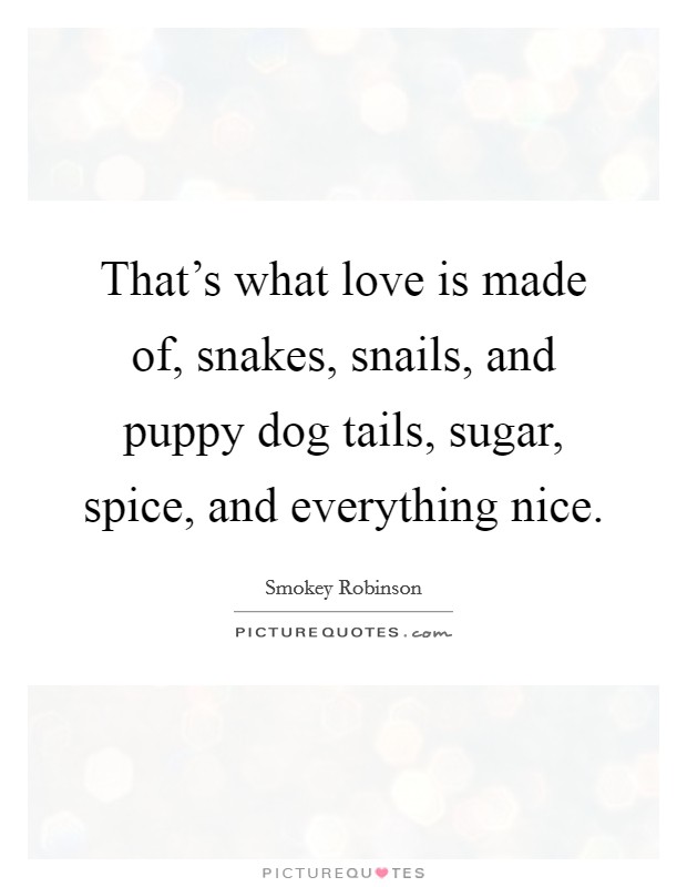 That's what love is made of, snakes, snails, and puppy dog tails, sugar, spice, and everything nice. Picture Quote #1