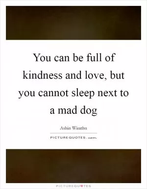 You can be full of kindness and love, but you cannot sleep next to a mad dog Picture Quote #1