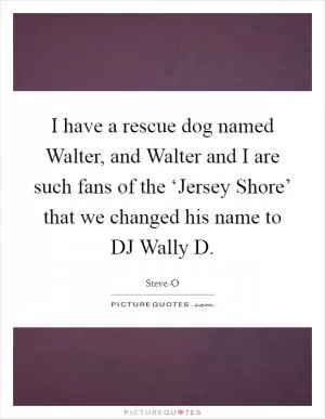 I have a rescue dog named Walter, and Walter and I are such fans of the ‘Jersey Shore’ that we changed his name to DJ Wally D Picture Quote #1