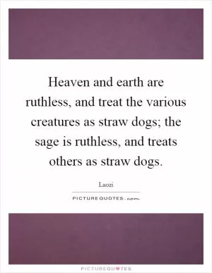 Heaven and earth are ruthless, and treat the various creatures as straw dogs; the sage is ruthless, and treats others as straw dogs Picture Quote #1