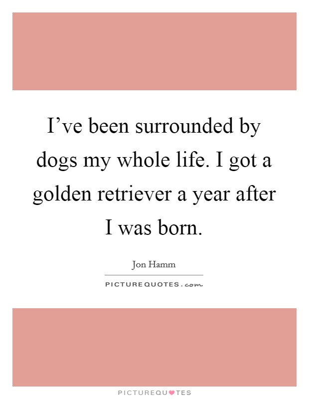 I've been surrounded by dogs my whole life. I got a golden retriever a year after I was born. Picture Quote #1
