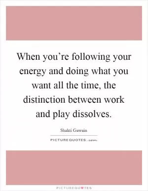 When you’re following your energy and doing what you want all the time, the distinction between work and play dissolves Picture Quote #1