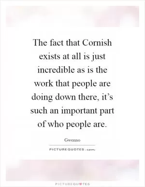 The fact that Cornish exists at all is just incredible as is the work that people are doing down there, it’s such an important part of who people are Picture Quote #1