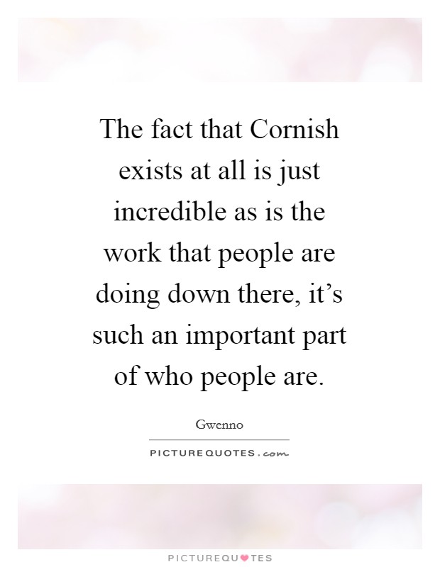 The fact that Cornish exists at all is just incredible as is the work that people are doing down there, it's such an important part of who people are. Picture Quote #1