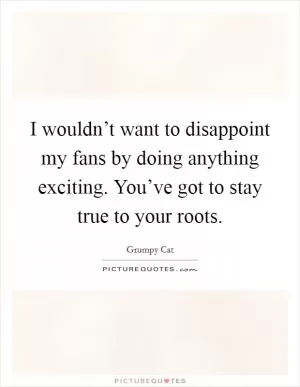 I wouldn’t want to disappoint my fans by doing anything exciting. You’ve got to stay true to your roots Picture Quote #1
