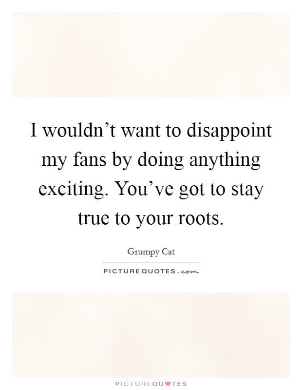 I wouldn't want to disappoint my fans by doing anything exciting. You've got to stay true to your roots. Picture Quote #1