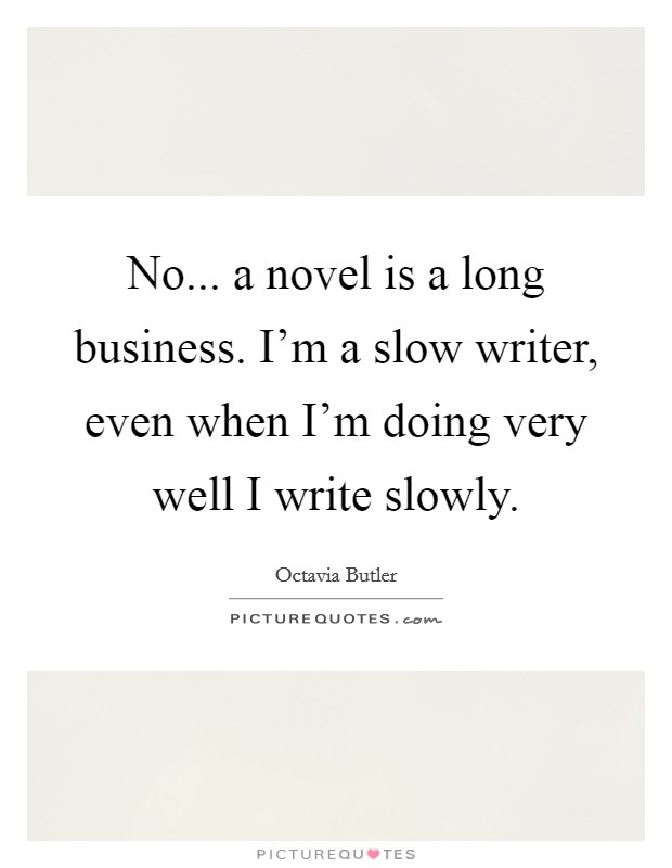 No... a novel is a long business. I'm a slow writer, even when I'm doing very well I write slowly. Picture Quote #1