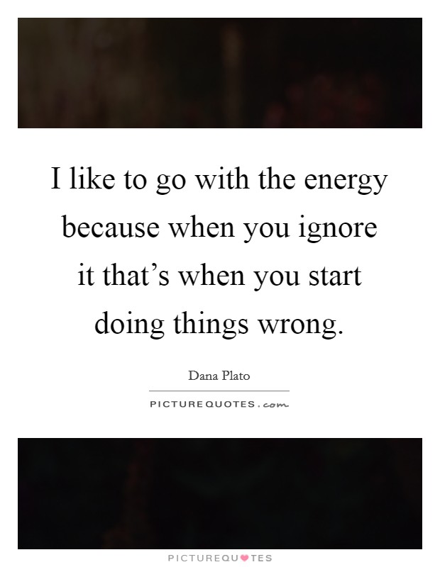 I like to go with the energy because when you ignore it that's when you start doing things wrong. Picture Quote #1