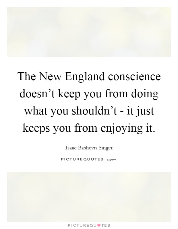 The New England conscience doesn't keep you from doing what you shouldn't - it just keeps you from enjoying it. Picture Quote #1