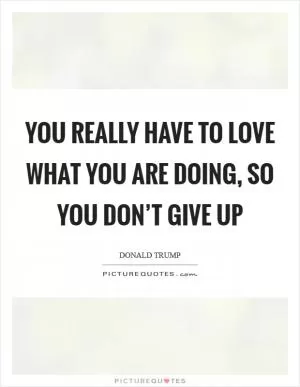 You really have to love what you are doing, so you don’t give up Picture Quote #1