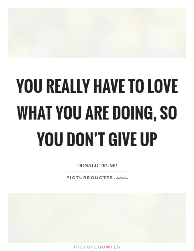You really have to love what you are doing, so you don't give up Picture Quote #1