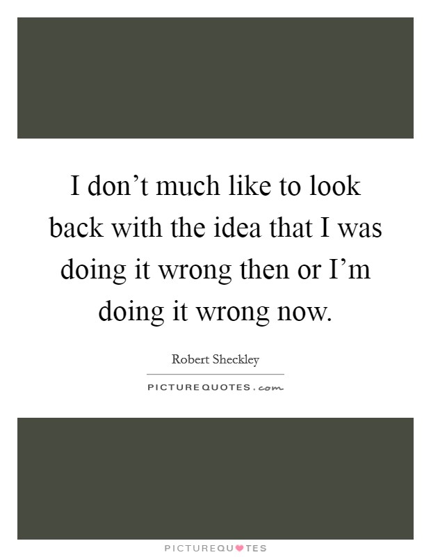 I don't much like to look back with the idea that I was doing it wrong then or I'm doing it wrong now. Picture Quote #1