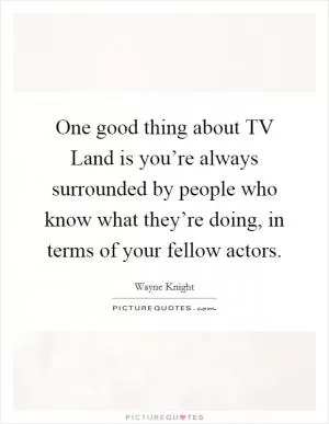 One good thing about TV Land is you’re always surrounded by people who know what they’re doing, in terms of your fellow actors Picture Quote #1
