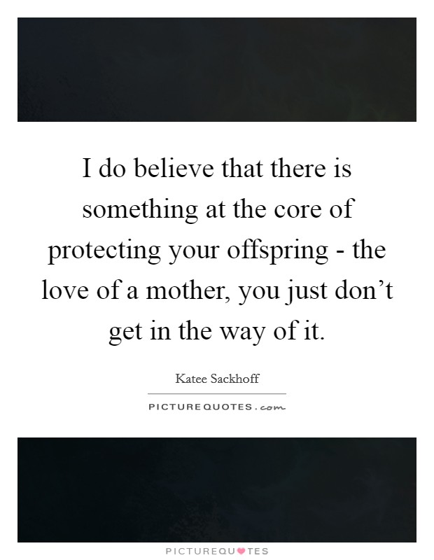 I do believe that there is something at the core of protecting your offspring - the love of a mother, you just don't get in the way of it. Picture Quote #1